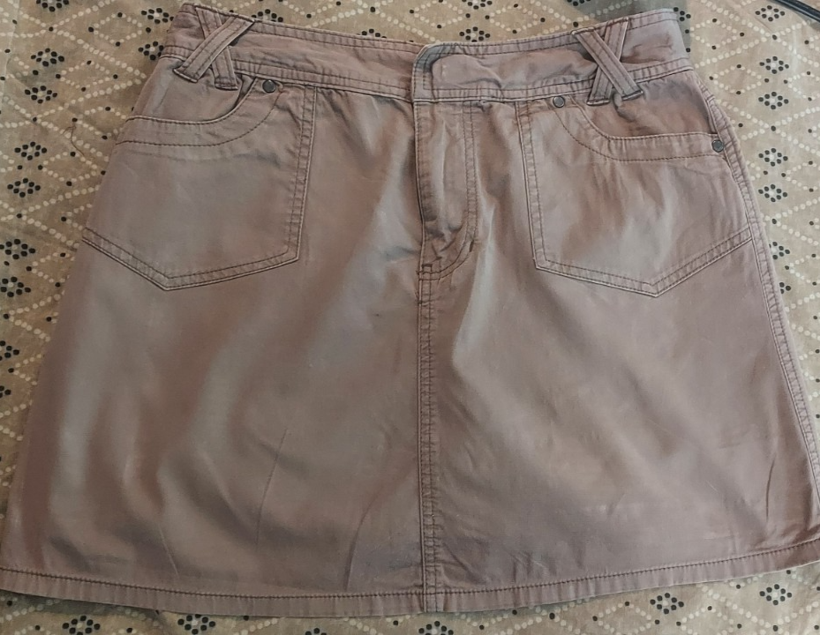 Sonoma Life Style Khaki Beige Cotton Mini Skort Size 6 Embroidery On Pockets